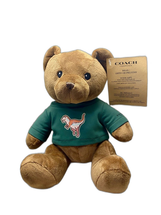 Coach Other - COACH Kids Plush Teddy Bear Toy Brown with Green Dinosaur Sweatshirt Small
